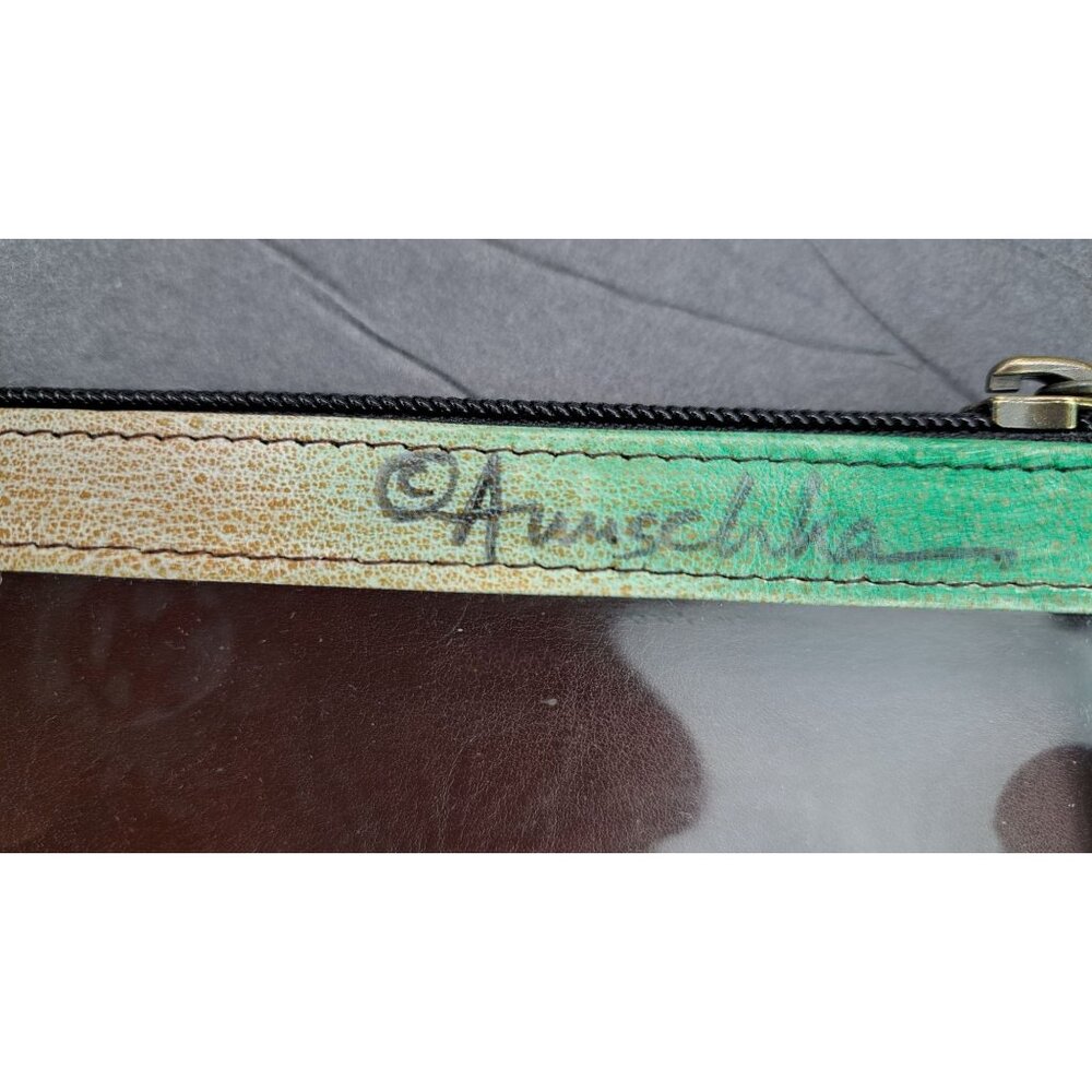 Anuschka Butterfly Cosmetic Bag Hand-Painted Leather Zipper Coin Purse Wallet - Picture 5 of 6